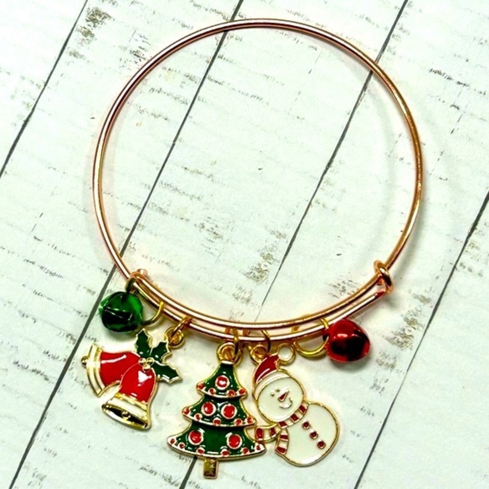 Handmade Christmas Bangle Charm Bracelet!